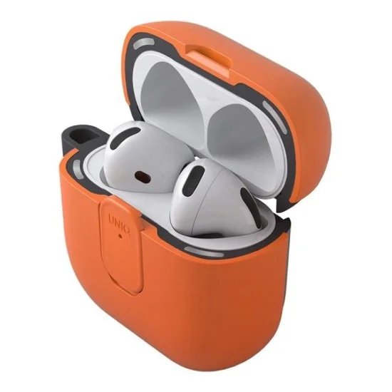 Uniq Clyde Airpods 4Th Gen (2024) Lock Case - Volt Orange (Volt Orange/Charcoal)